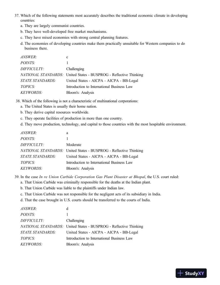 Test Bank For International Business Law And Its Environment, 9th Edition, page 13