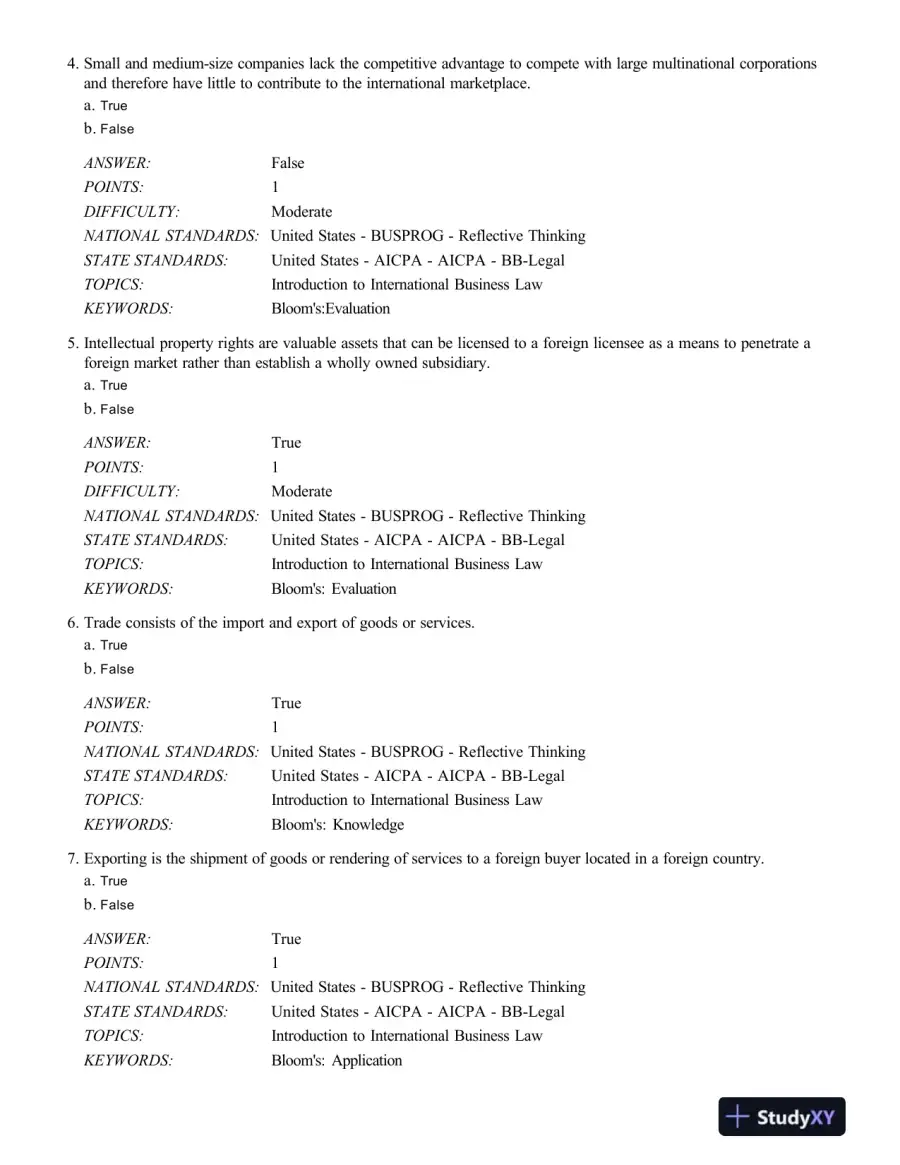 Test Bank For International Business Law And Its Environment, 9th Edition, page 3