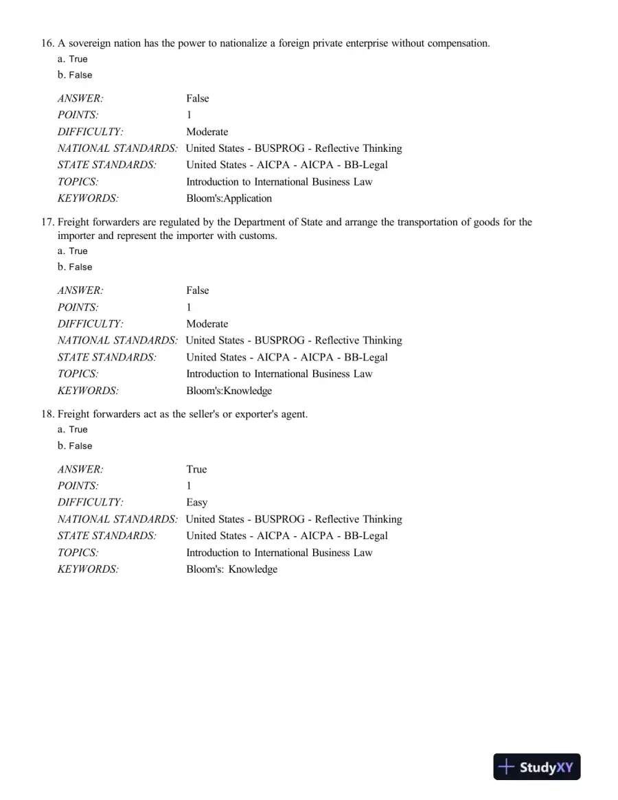 Test Bank For International Business Law And Its Environment, 9th Edition, page 6