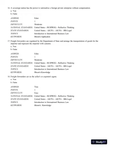 Test Bank For International Business Law And Its Environment, 9th Edition - Page 6 preview image