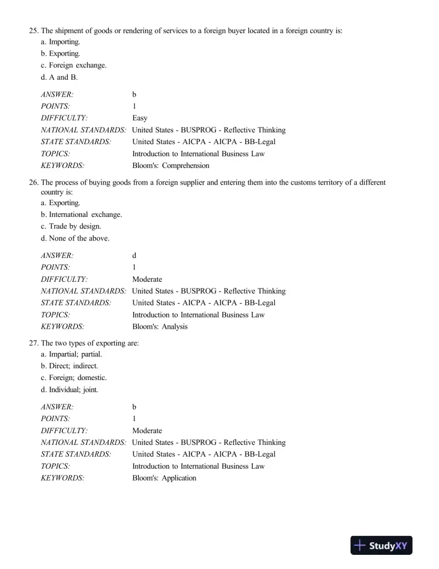 Test Bank For International Business Law And Its Environment, 9th Edition, page 9