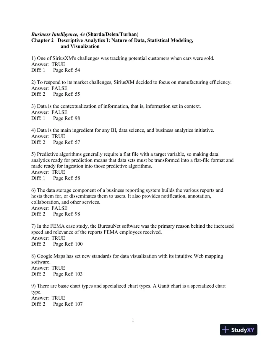Business Intelligence, Analytics, And Data Science: A Managerial Perspective, 4th Edition Test Bank, page 13