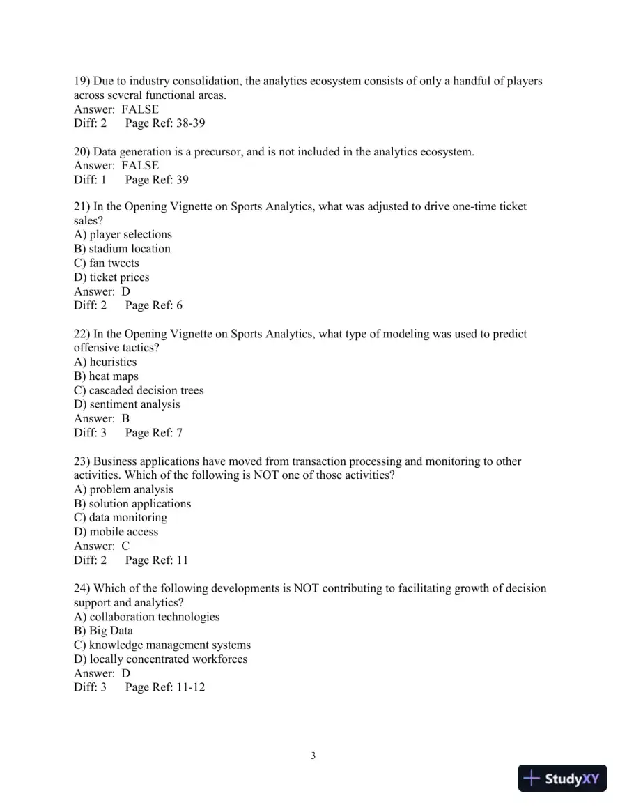 Business Intelligence, Analytics, And Data Science: A Managerial Perspective, 4th Edition Test Bank, page 4