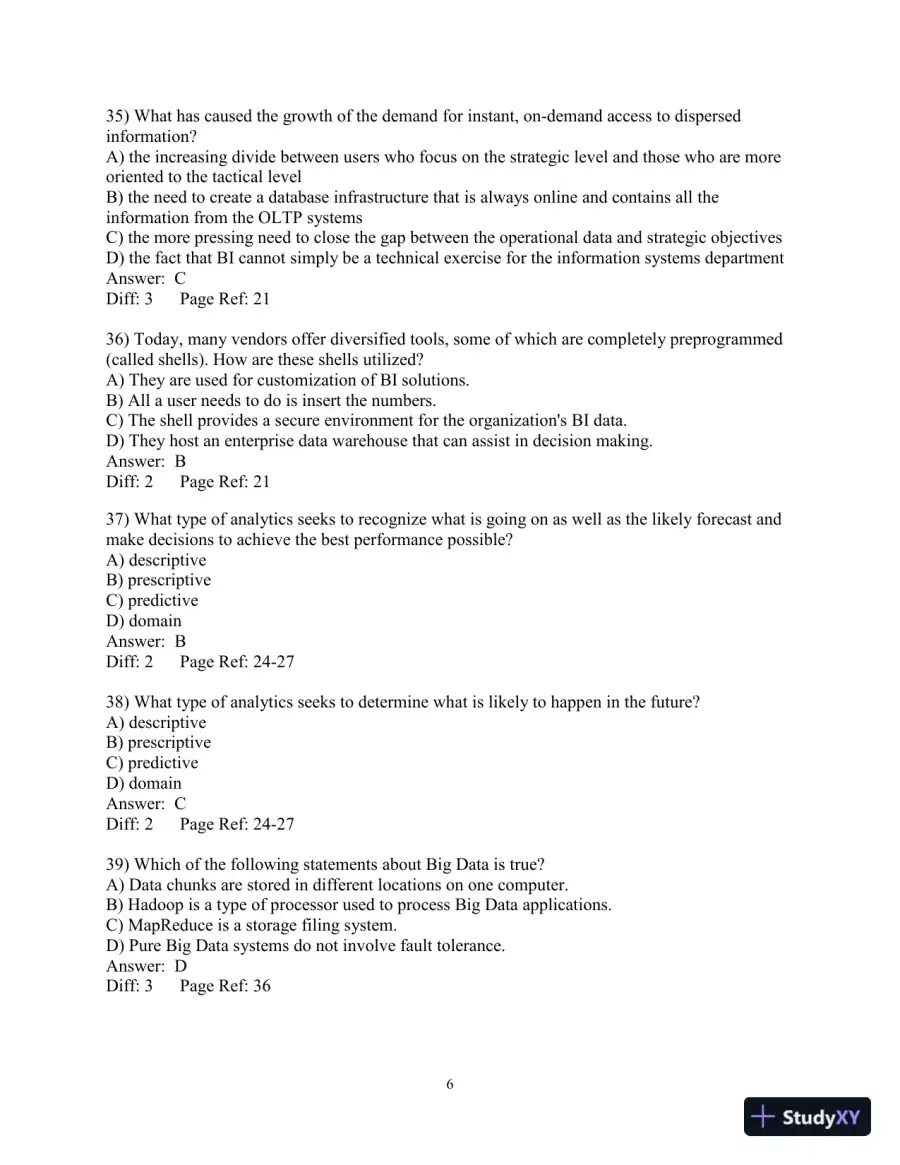 Business Intelligence, Analytics, And Data Science: A Managerial Perspective, 4th Edition Test Bank, page 7