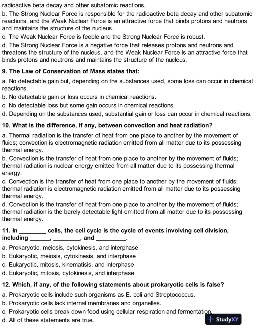 HESI Science A2 Exam Testbank With Answers (50 Solved Questions), page 4