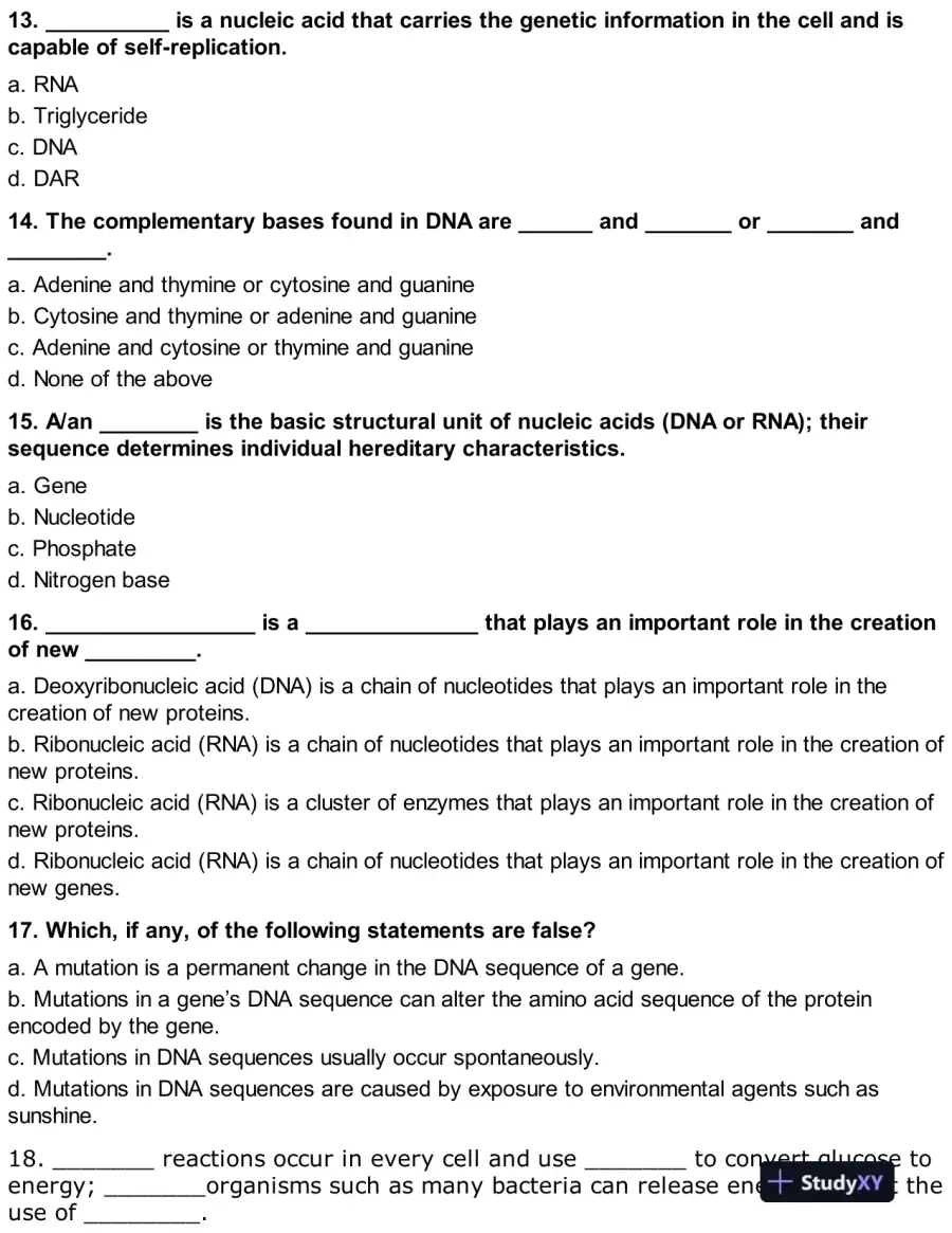 HESI Science A2 Exam Testbank With Answers (50 Solved Questions), page 5