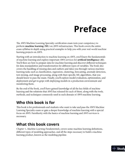 AWS Certified Machine Learning Specialty: MLS-C01 Certification Guide (2021) - Page 13 preview image