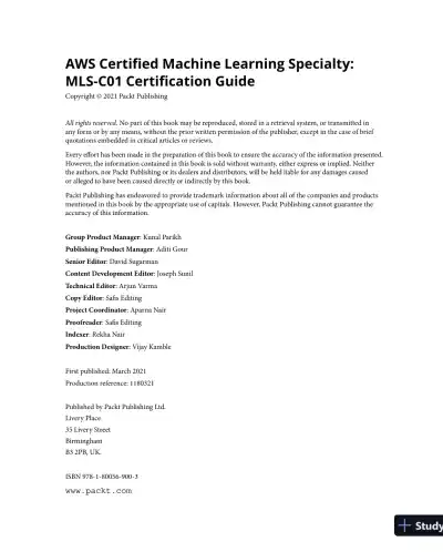 AWS Certified Machine Learning Specialty: MLS-C01 Certification Guide (2021) - Page 4 preview image