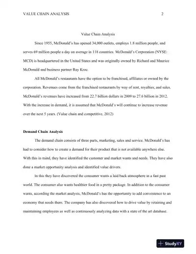 GB570 Managing the Value Chain : Value Chain Analysis - Kaplan University - Page 3 preview image