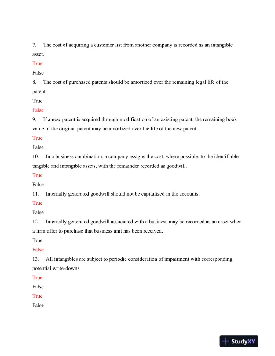 ACC 304 Week 11 Final Exam: Intangible Assets and Related Accounting Concepts, page 3