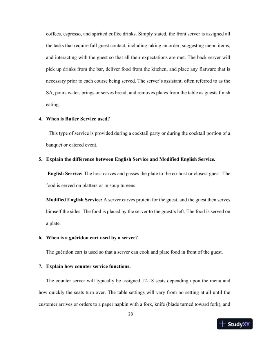 Professional Server, The: A Training Manual, 3rd Edition Solution Manual, page 28