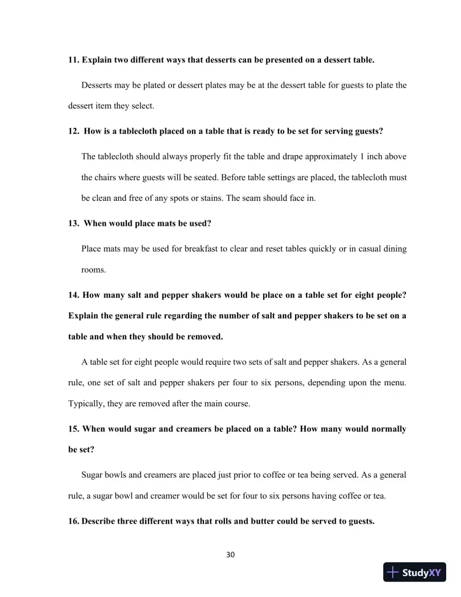 Professional Server, The: A Training Manual, 3rd Edition Solution Manual, page 30