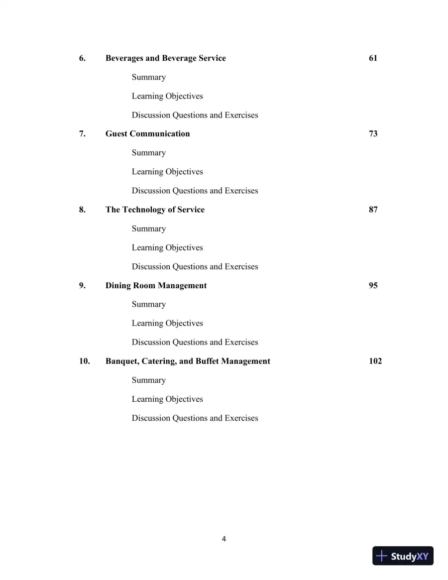Professional Server, The: A Training Manual, 3rd Edition Solution Manual, page 4