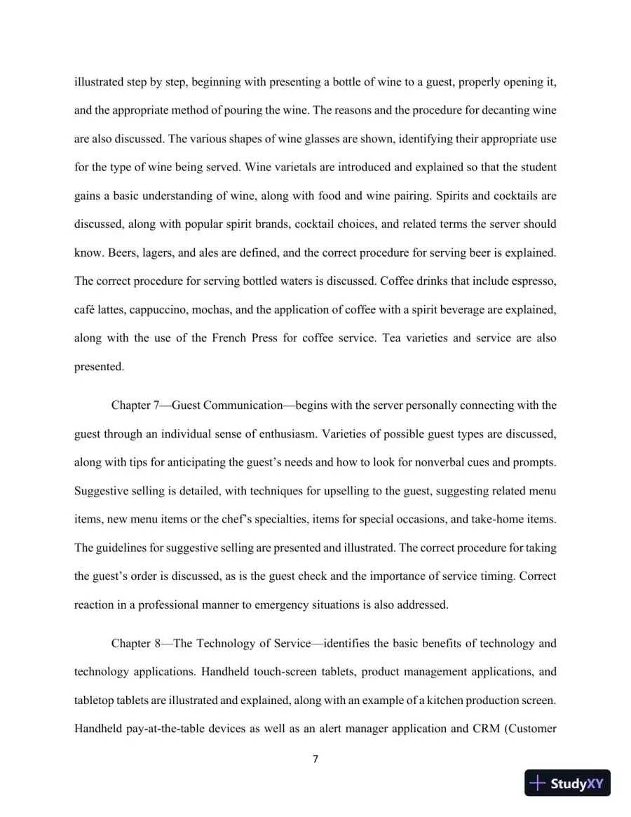 Professional Server, The: A Training Manual, 3rd Edition Solution Manual, page 7