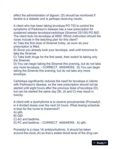 HESI Pharmacology Practice Exam With Answers (354 Solved Questions) - Page 11 preview image