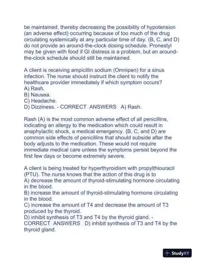HESI Pharmacology Practice Exam With Answers (354 Solved Questions) - Page 12 preview image