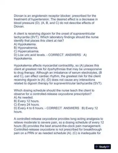 HESI Pharmacology Practice Exam With Answers (354 Solved Questions) - Page 14 preview image