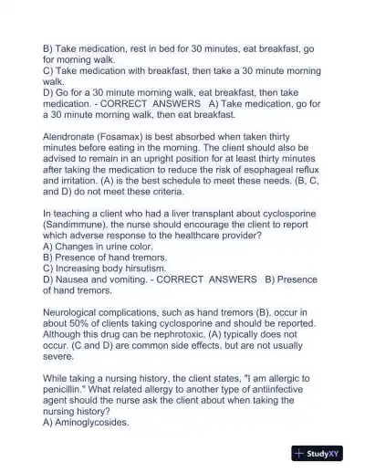 HESI Pharmacology Practice Exam With Answers (354 Solved Questions) - Page 16 preview image