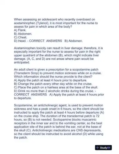 HESI Pharmacology Practice Exam With Answers (354 Solved Questions) - Page 3 preview image