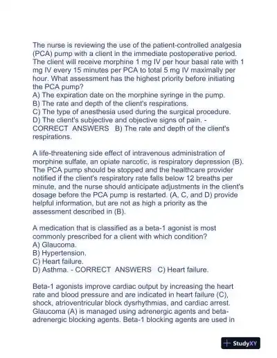 HESI Pharmacology Practice Exam With Answers (354 Solved Questions) - Page 4 preview image