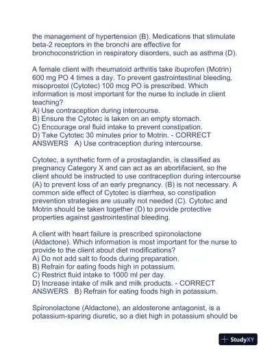 HESI Pharmacology Practice Exam With Answers (354 Solved Questions) - Page 5 preview image