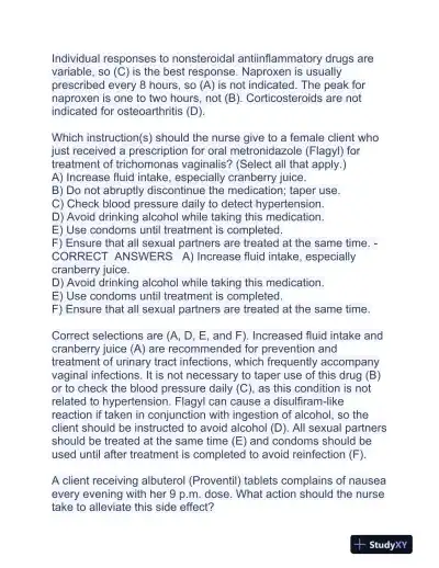 HESI Pharmacology Practice Exam With Answers (354 Solved Questions) - Page 7 preview image