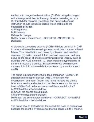 HESI Pharmacology Practice Exam With Answers (354 Solved Questions) - Page 9 preview image