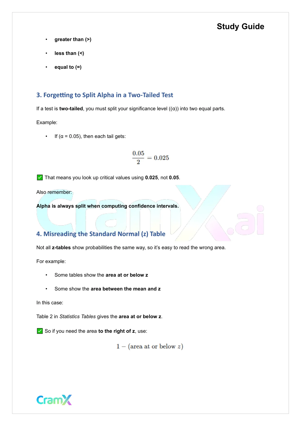 Statistics - Common Mistakes and Tables - Page 2 preview image