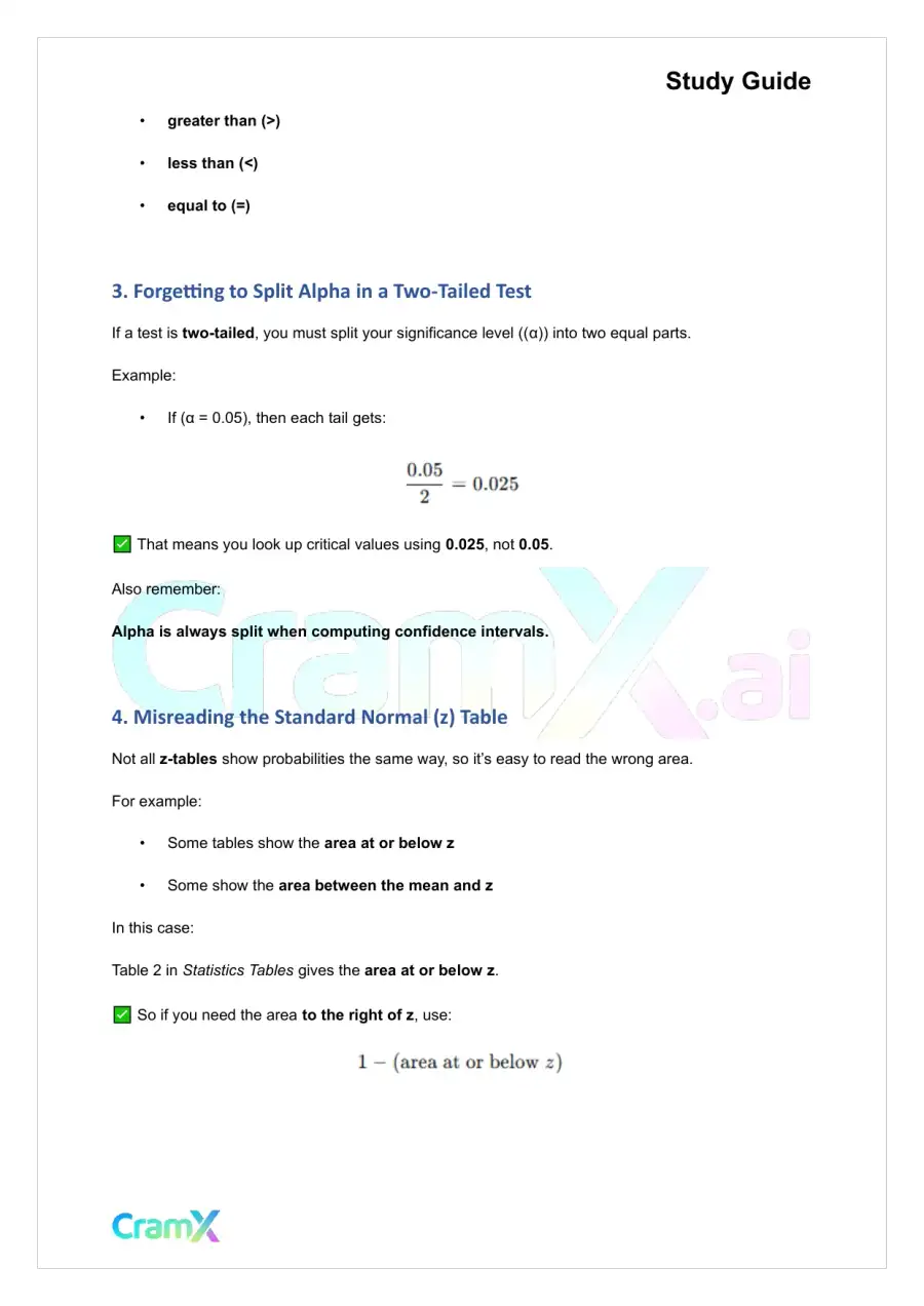 Statistics - Common Mistakes and Tables, page 2