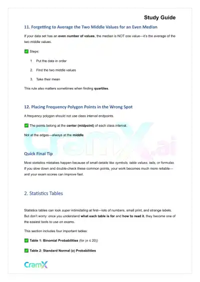 Statistics - Common Mistakes and Tables - Page 5 preview image