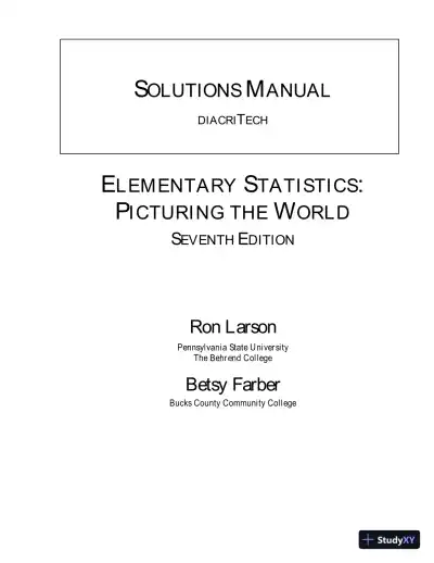 Elementary Statistics: Picturing the World, 7th Edition Solution Manual - Page 1 preview image