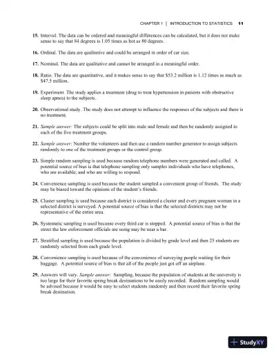 Elementary Statistics: Picturing the World, 7th Edition Solution Manual - Page 15 preview image