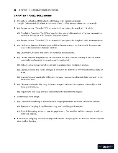 Elementary Statistics: Picturing the World, 7th Edition Solution Manual - Page 16 preview image
