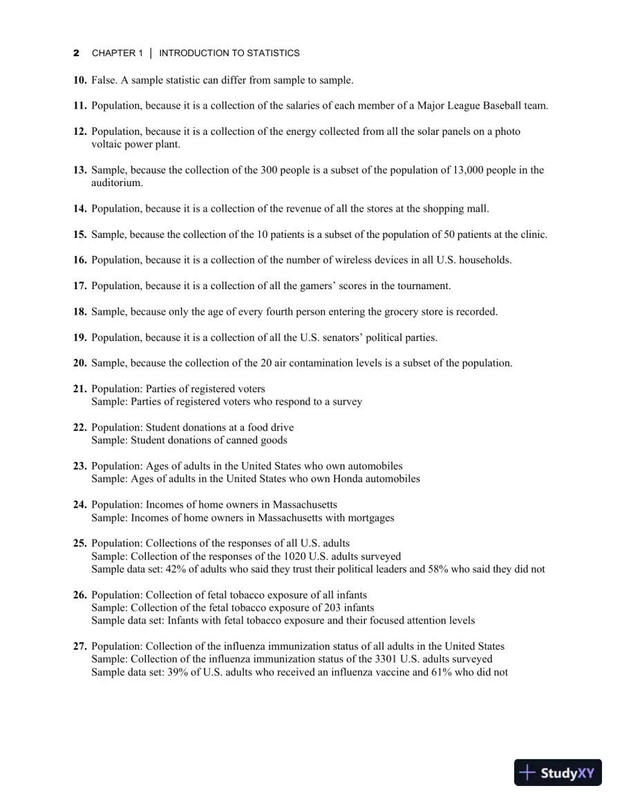 Elementary Statistics: Picturing the World, 7th Edition Solution Manual, page 6