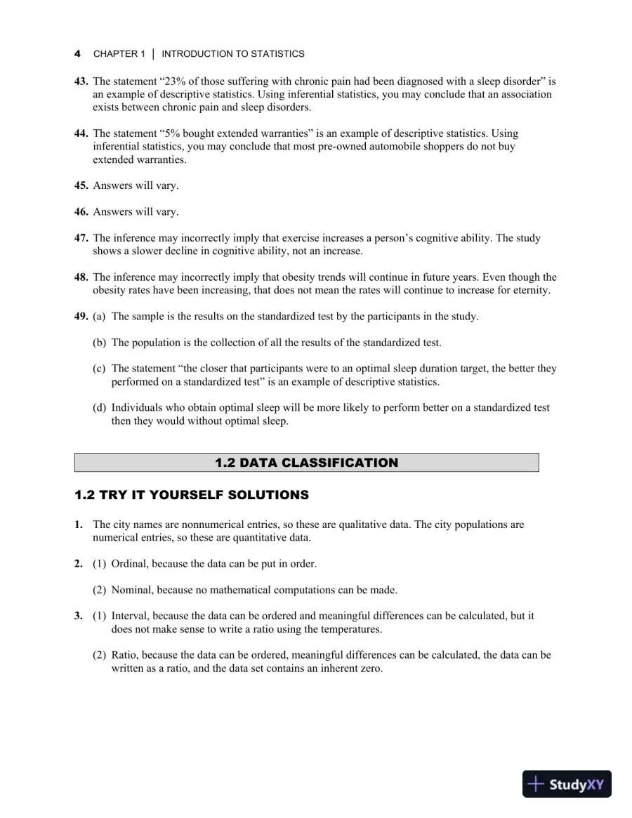 Elementary Statistics: Picturing the World, 7th Edition Solution Manual, page 8