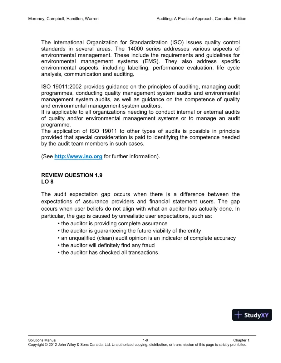 Auditing : A Practical Approach, Canadian Edition Solution Manual, page 10