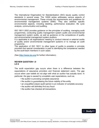 Auditing : A Practical Approach, Canadian Edition Solution Manual - Page 10 preview image