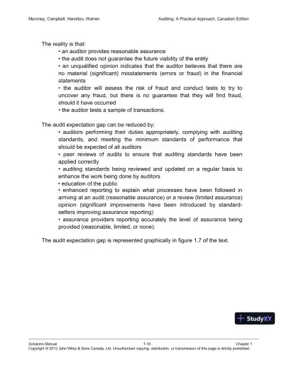 Auditing : A Practical Approach, Canadian Edition Solution Manual - Page 11 preview image