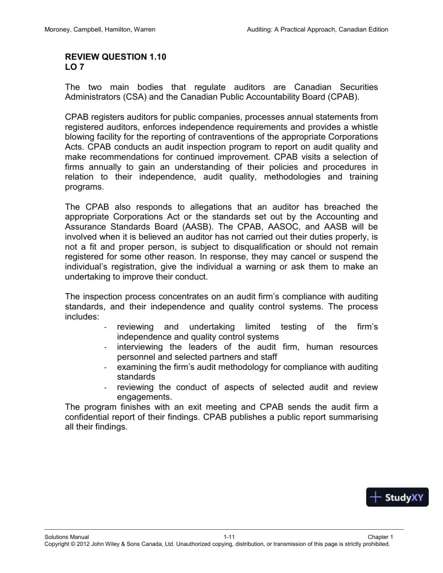 Auditing : A Practical Approach, Canadian Edition Solution Manual, page 12