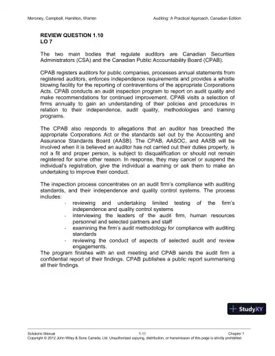 Auditing : A Practical Approach, Canadian Edition Solution Manual - Page 12 preview image