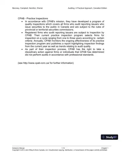 Auditing : A Practical Approach, Canadian Edition Solution Manual - Page 13 preview image