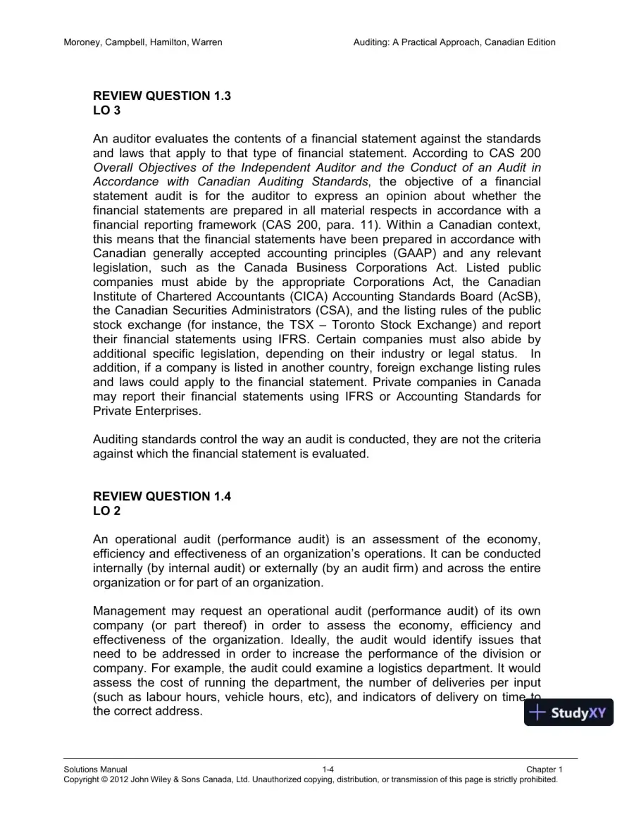 Auditing : A Practical Approach, Canadian Edition Solution Manual, page 5
