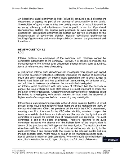 Auditing : A Practical Approach, Canadian Edition Solution Manual - Page 6 preview image