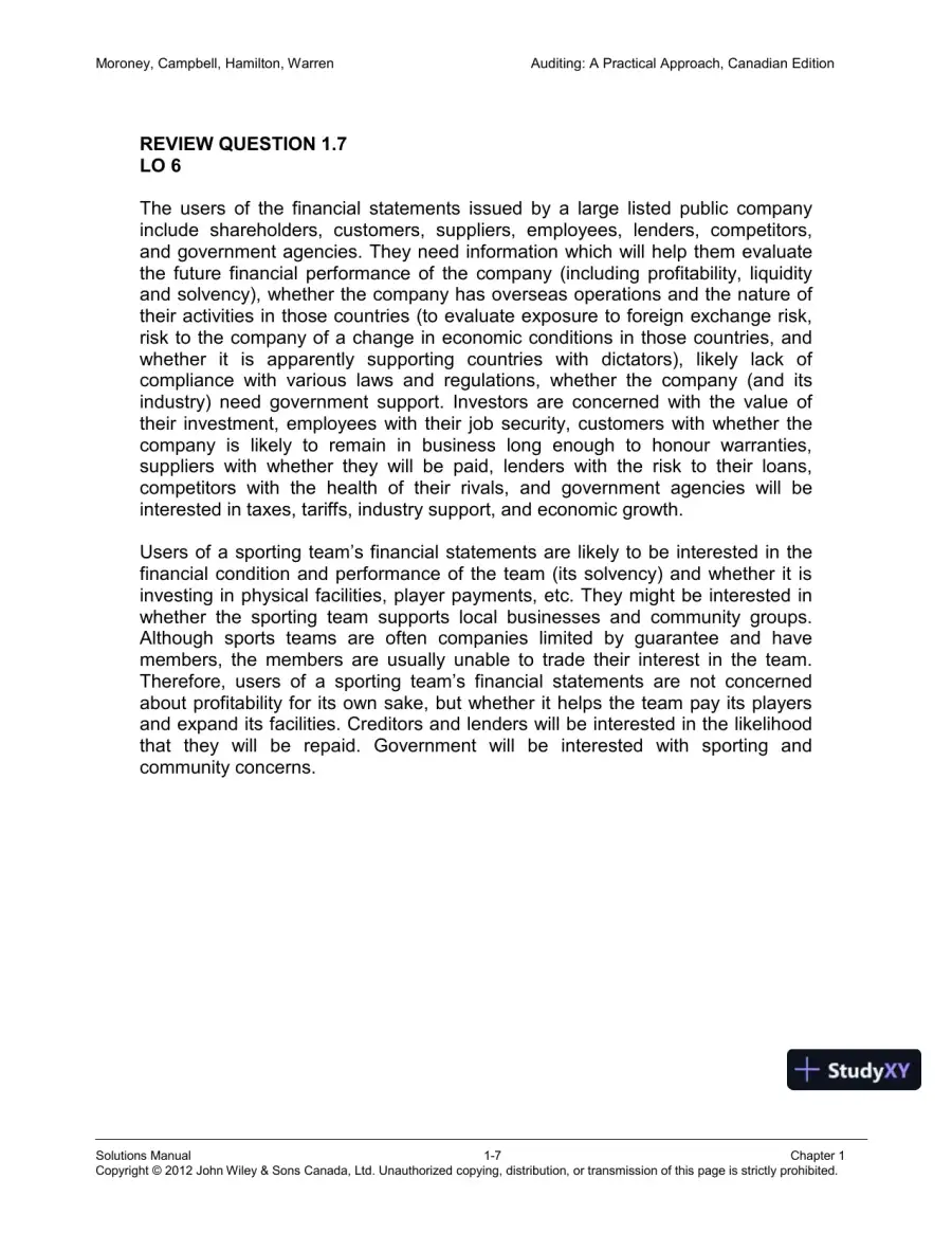 Auditing : A Practical Approach, Canadian Edition Solution Manual, page 8