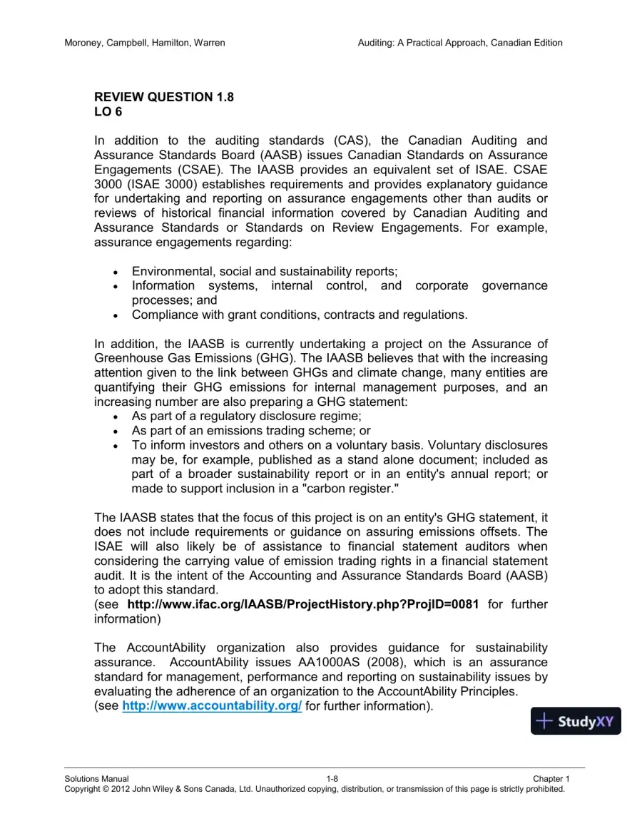 Auditing : A Practical Approach, Canadian Edition Solution Manual, page 9