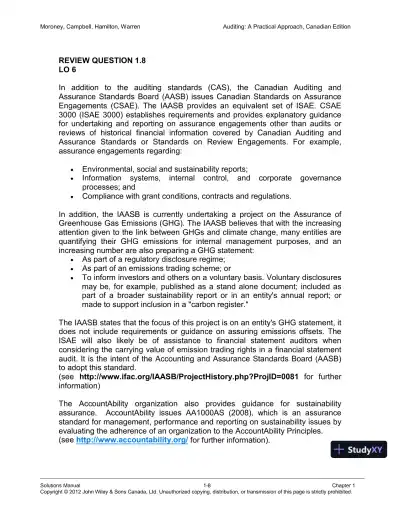 Auditing : A Practical Approach, Canadian Edition Solution Manual - Page 9 preview image