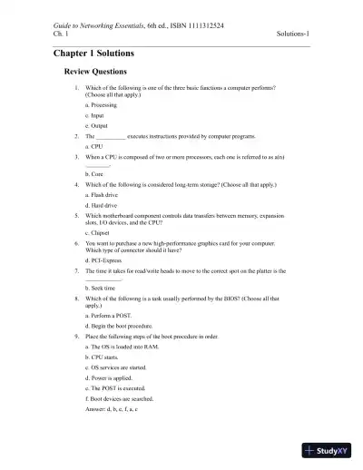 Guide To Networking Essentials, 7th Edition Solution Manual - Page 1 preview image