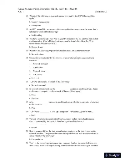 Guide To Networking Essentials, 7th Edition Solution Manual - Page 3 preview image