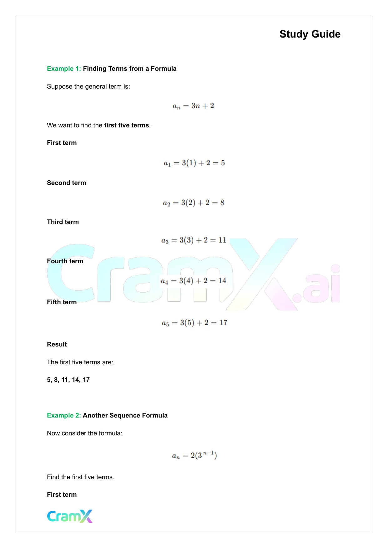 Algebra II – Sequences and Series - Page 2 preview image