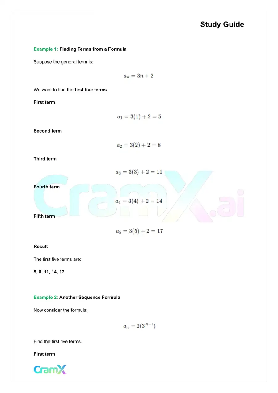 Algebra II – Sequences and Series, page 2